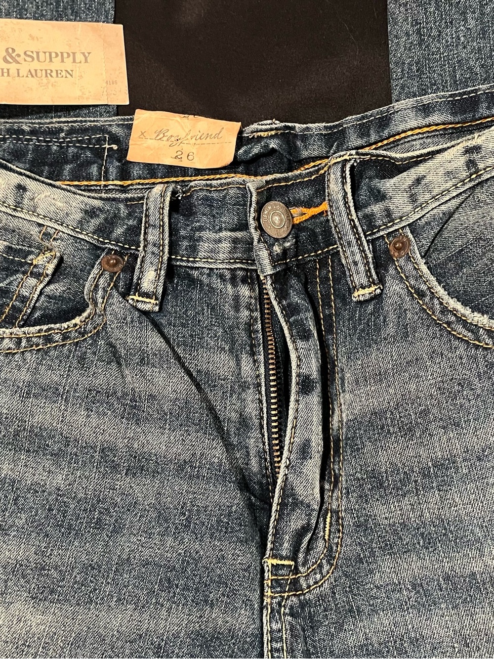NWT*Denim & Supply Ralph Lauren Distressed Blue Denim Boyfriend Jeans Size 26